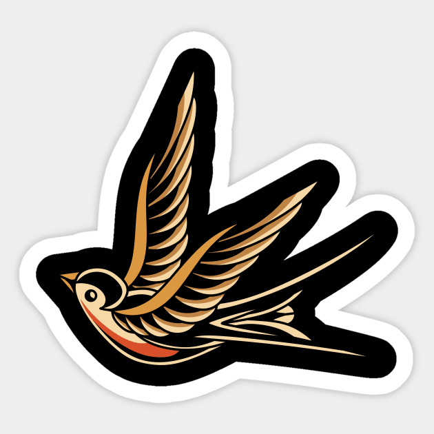 Swallow Traditional Tattoo Sticker by Abrom Rose